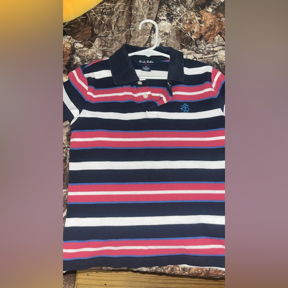 Brooks brothers Kids Polo with Navy and Red Stripes